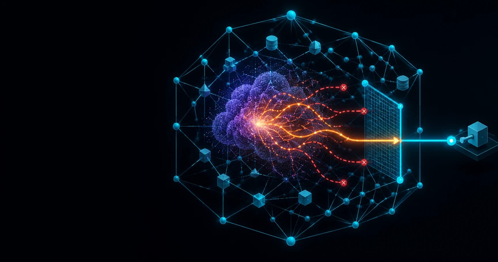 Ein probabilistischer AI Agent innerhalb eines Ontologie-Graphen, dessen Tool-Vorschläge durch einen deterministischen Validator gefiltert werden.